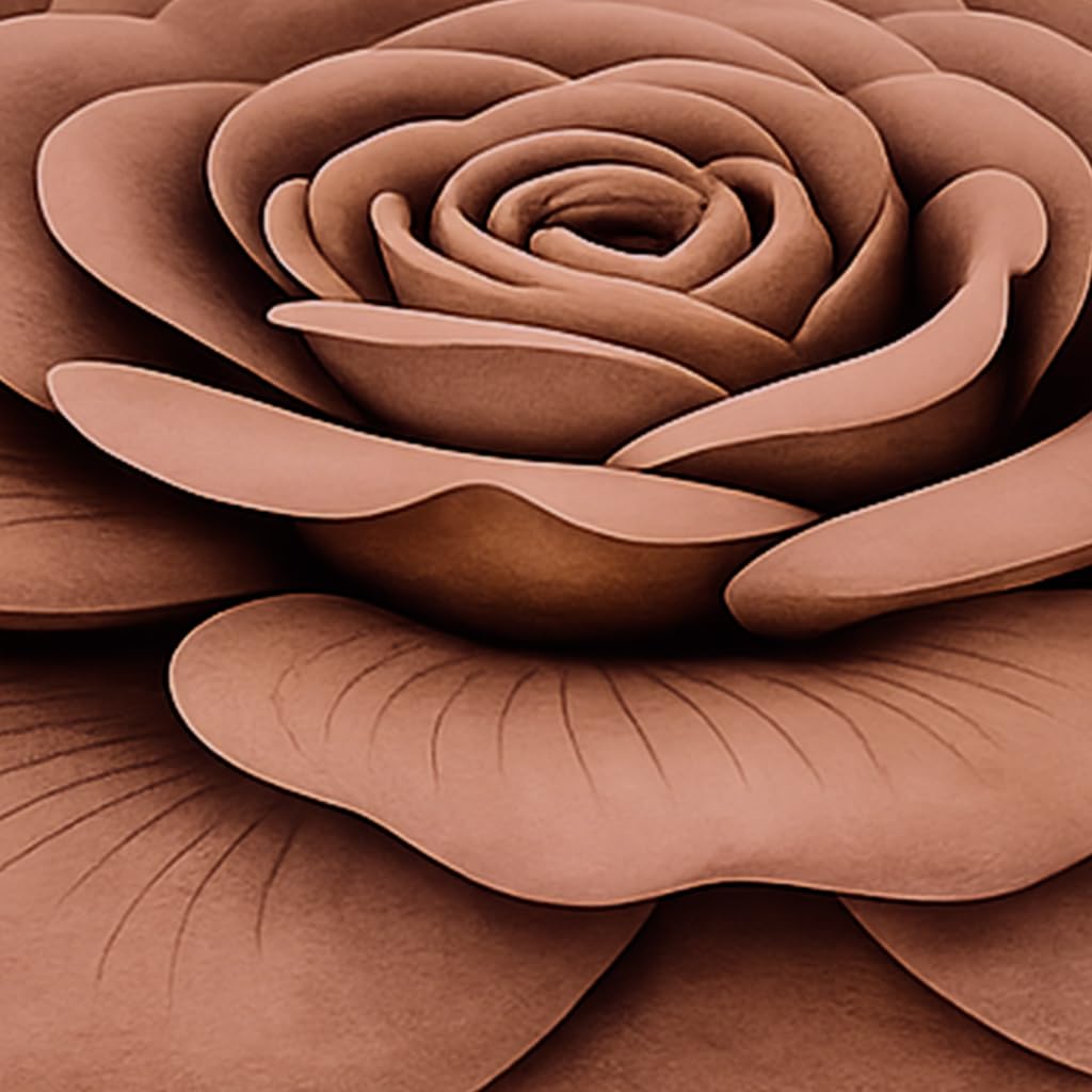 3D Bath Mat Rose Shaped Super Soft (Brown, 67x71 cm)