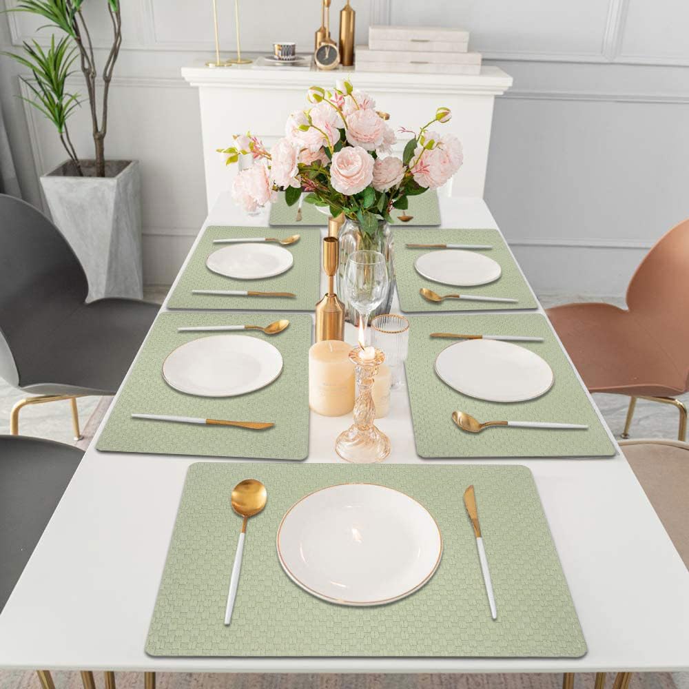 Placemat for Dining Table Set of 6(30x45 CM Green)