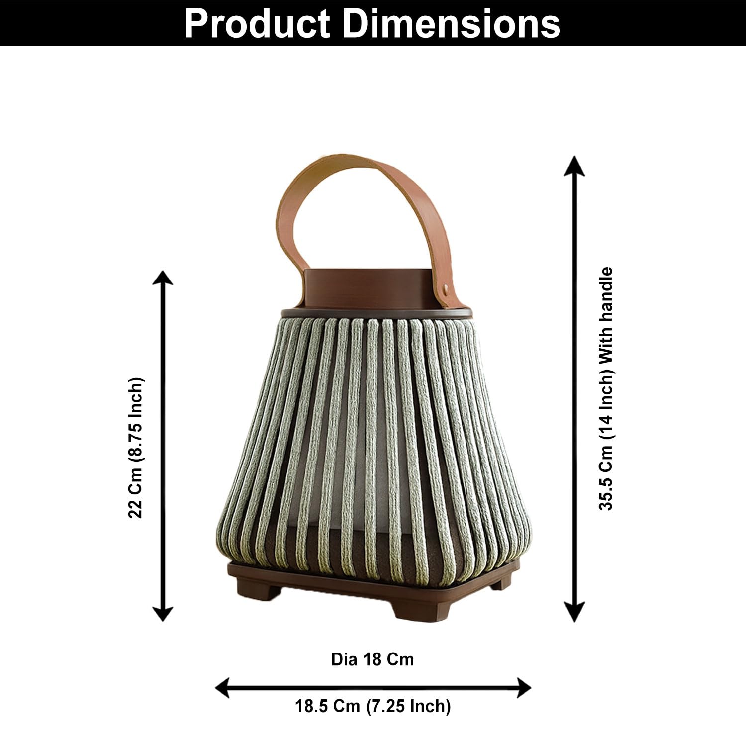 Bamboo Woven Lantern With Handle ( 22x18x18 cm ) Seige