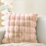Rabbit Fur Bubble Cushion Cover (16x16 Inch Peach)