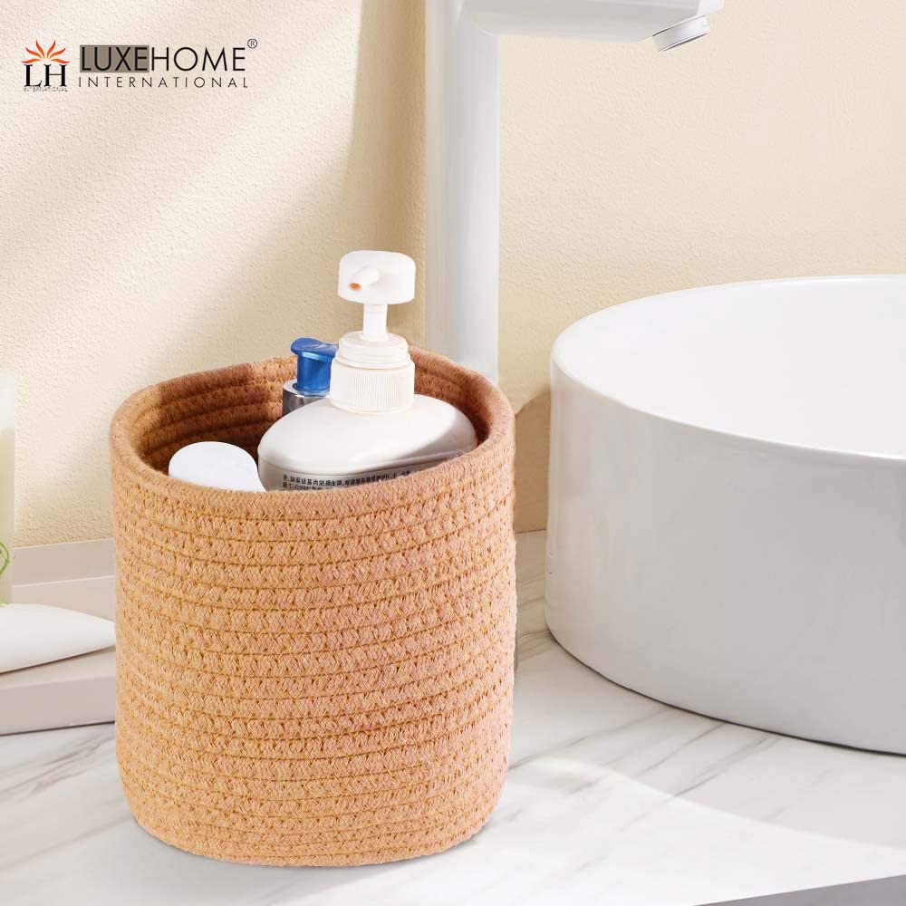 Jute Round Baskets For Storage Set of 3 (Brown, 6"X6")