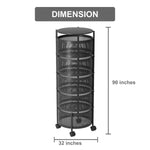 5-Tier Revolving Kitchen Trolley with Wheels (Black 32x32x90)