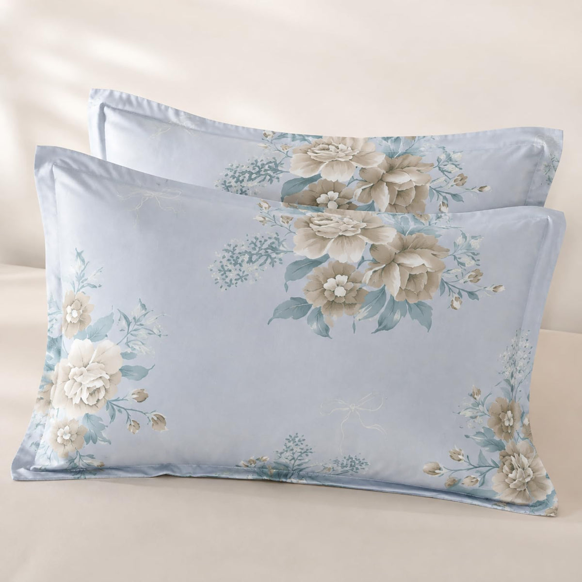 Double Bedsheet with 2 Pillow Covers 220 TC 100% Cotton Feel ( Blue , 90x100inch )