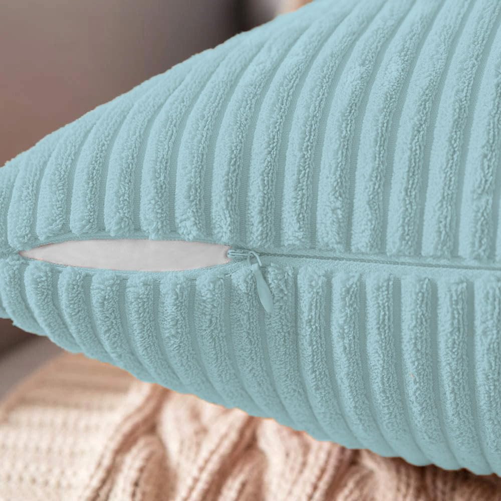 Corduroy Cushion Cover Super Soft (16x16 Inch,Turquish)
