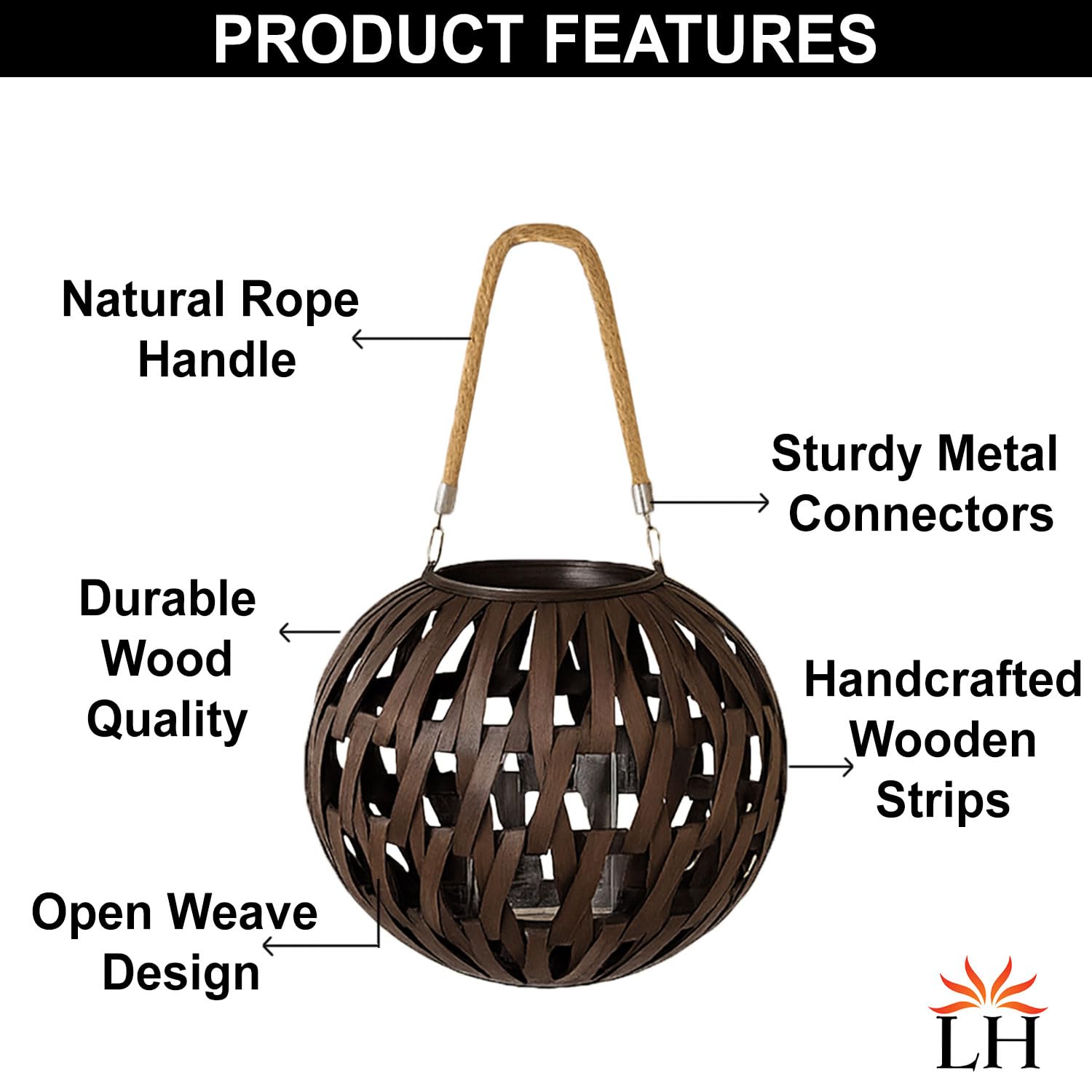 Hanging Bamboo Lamps for Living Room ( 27x36x36 cm ) Cocoa