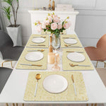 Luxe Home International PVC Vinyl Floral Design Placemat ST004FL – Heat Resistant, Wipe Clean, Anti-Skid Table Mats for Dining Table, Kitchen & Home Decor (30x45 CM Gold Set of 6)