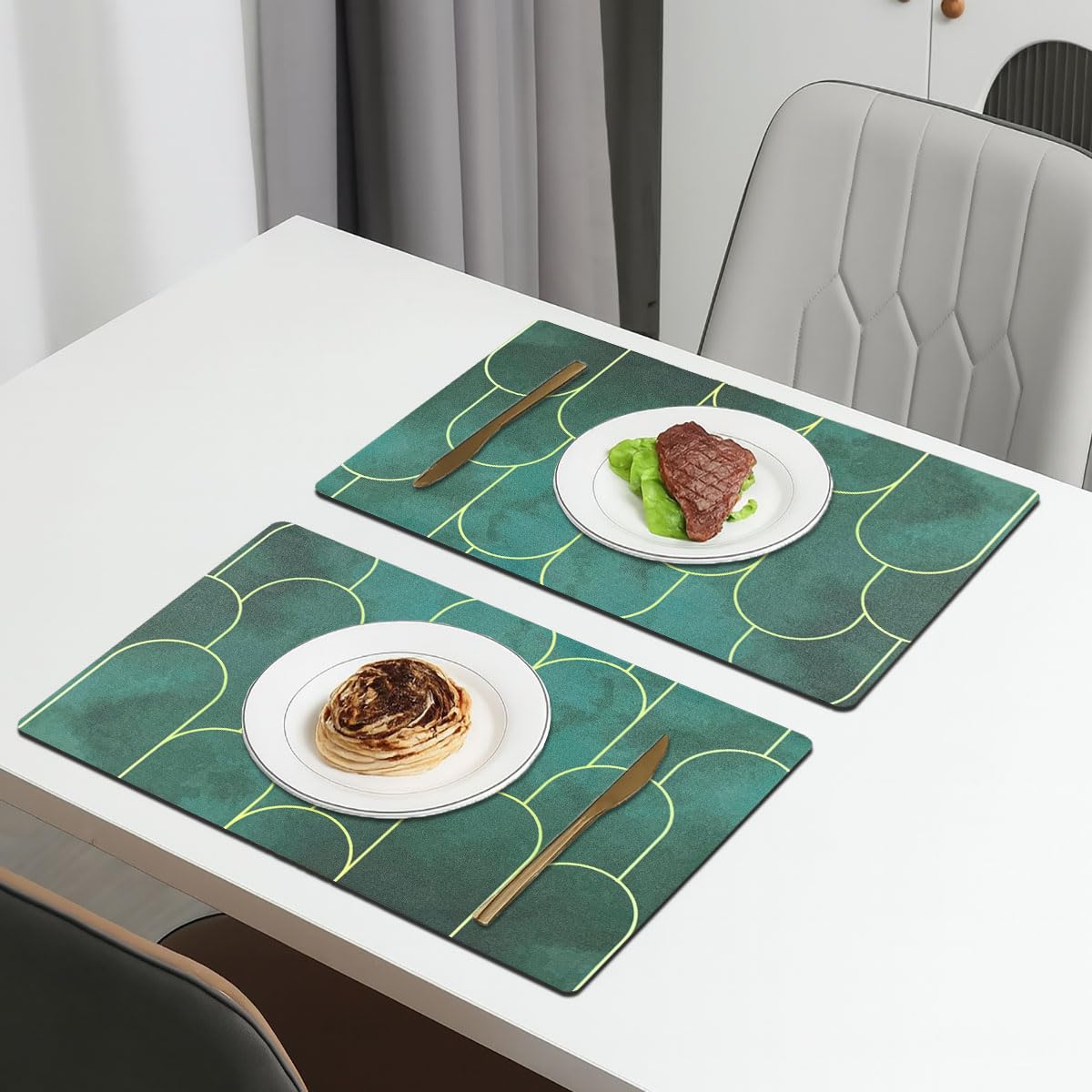 Dining Table Place Mat Set of 2(30x40 CM Green)