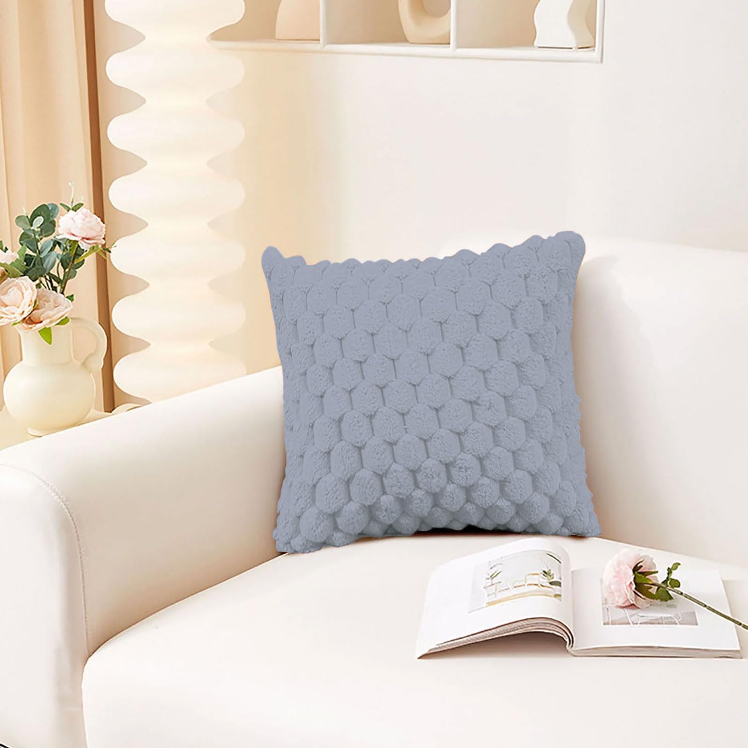 Cushion Cover Super Soft 16(Inch x 16 Inch Silver)