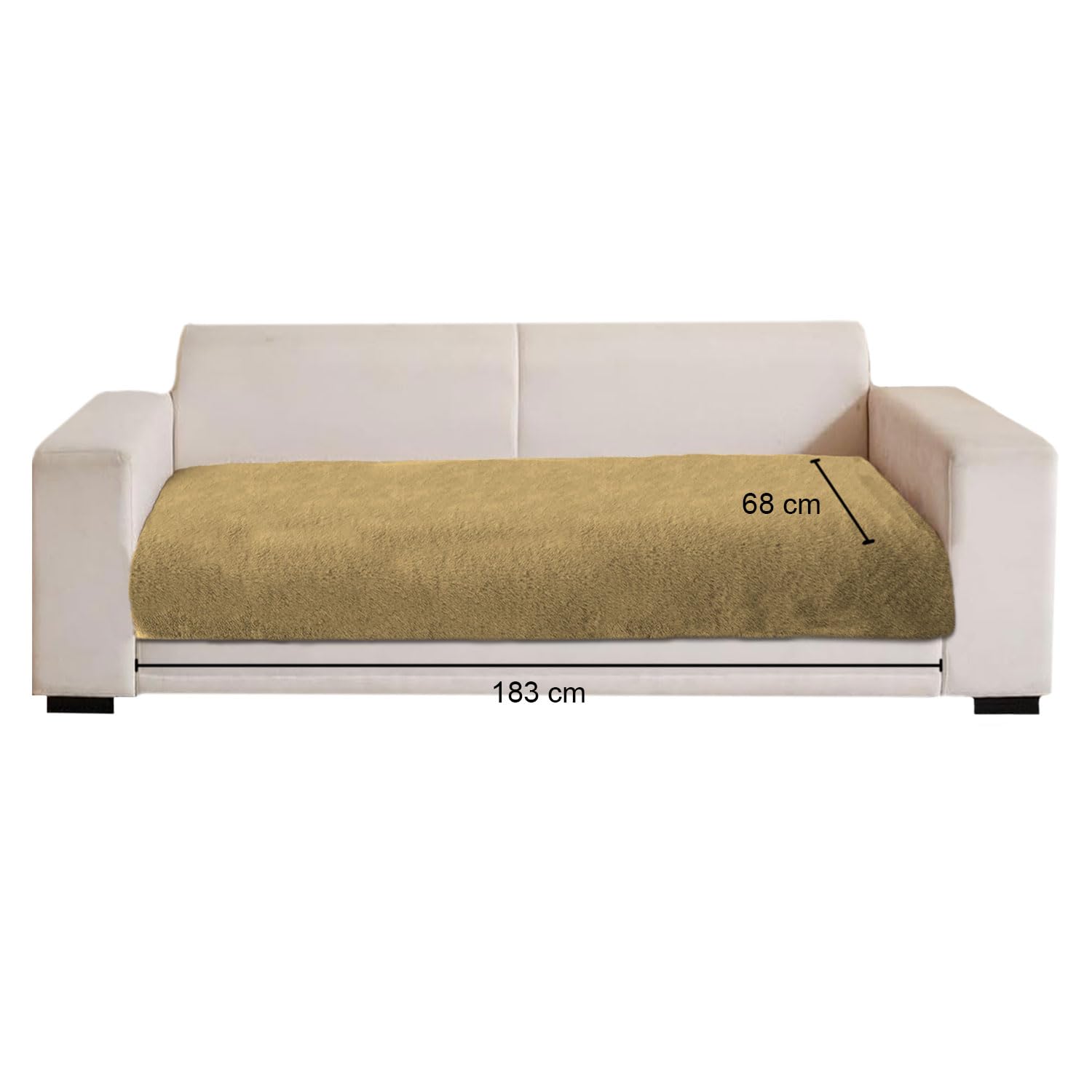 Rabbit Fur Sofa Cover 3 Seater (Anti Gold, 68x183 cm)
