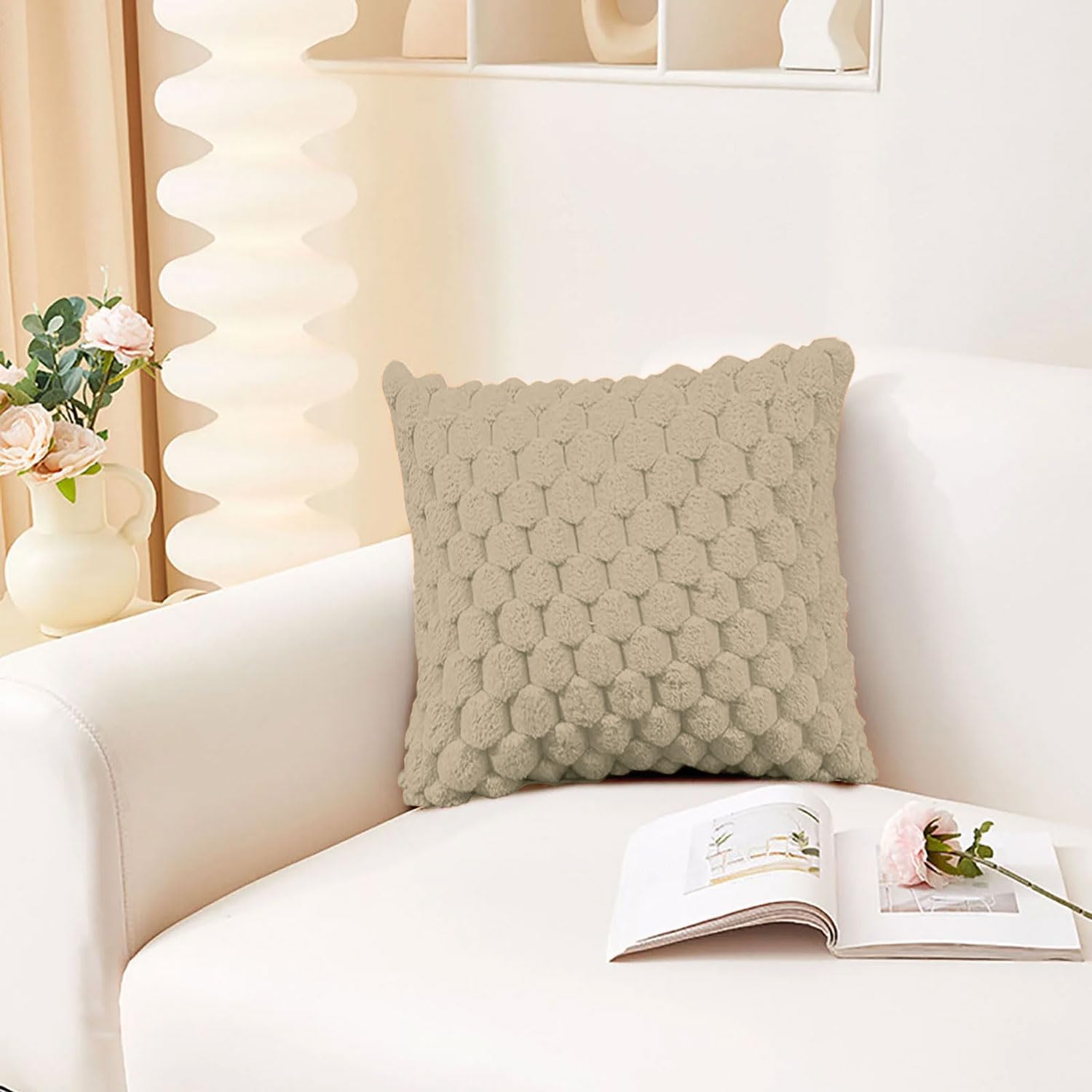 Cushion Cover Super Soft (16 x 16 Inch Beige)