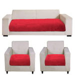 Rabbit Fur Sofa Cover 3 Seater and 2 Seater Universal 5 Seater (Maroon, 68x183-61x66 cm)