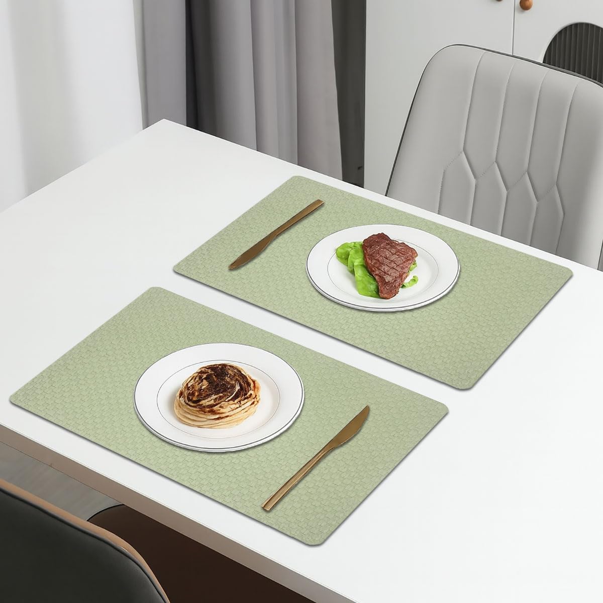 Dining Table Placemat Set of 2 (30x45 CM Green )