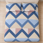 Double Bedsheet with 2 Pillow Covers 220 TC 100% Cotton Feel ( King Size Blue & Beige 90x100 inch )