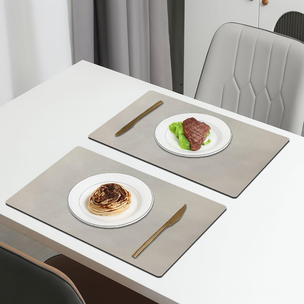 Dining Table Place Mat Set of 2(30x40 CM Grey)