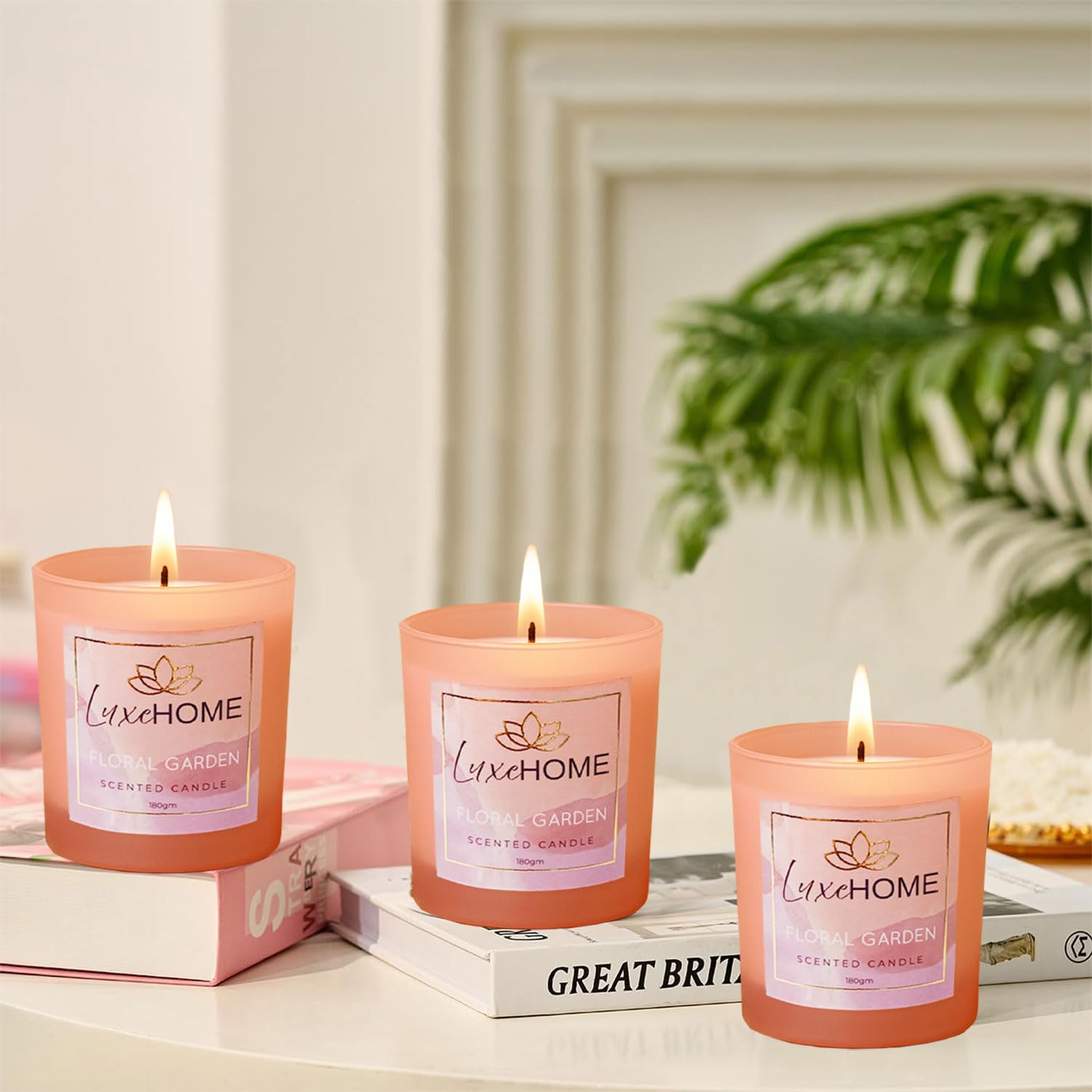 Scented Candles Set of 3 Fuscia