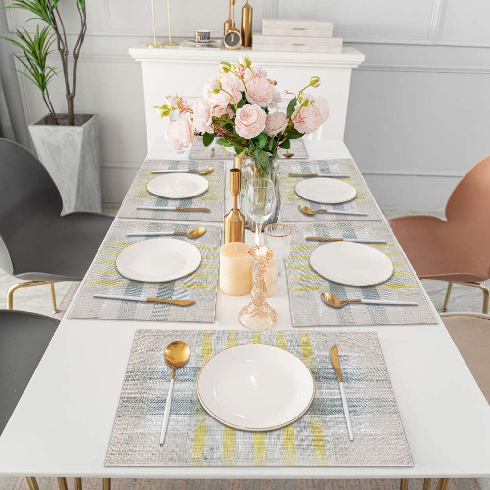 Zigzag Design Placemat for Dining Table Set of 6(30x45 CM White)