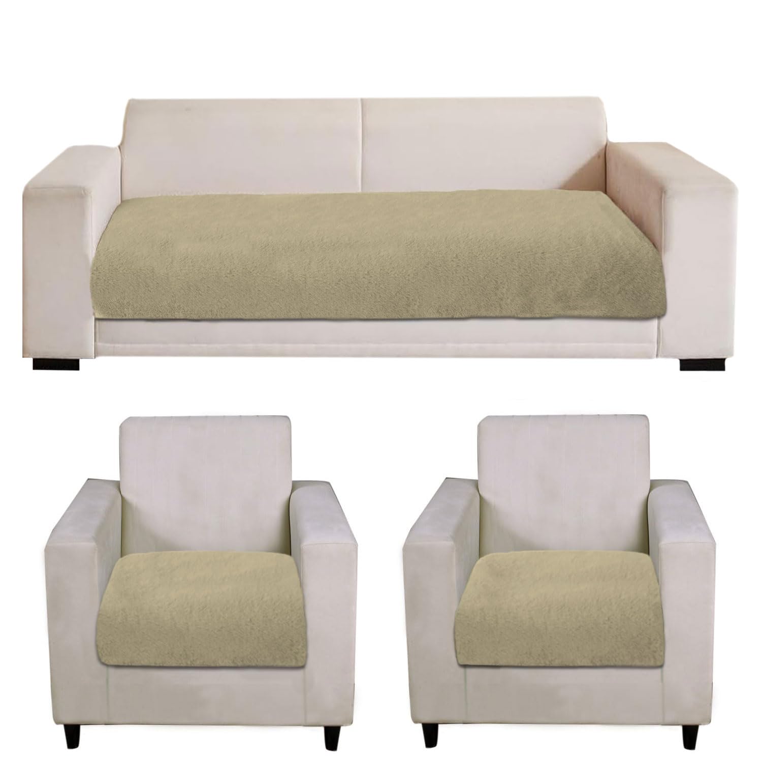 Rabbit Fur Sofa Cover 3 Seater and 2 Seater Universal 5 Seater (Gold, 68x183-61x66 cm)