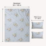 King Size Double Bedsheet with 2 Pillow Covers Premium Soft Bauquet Printed  90x100inch