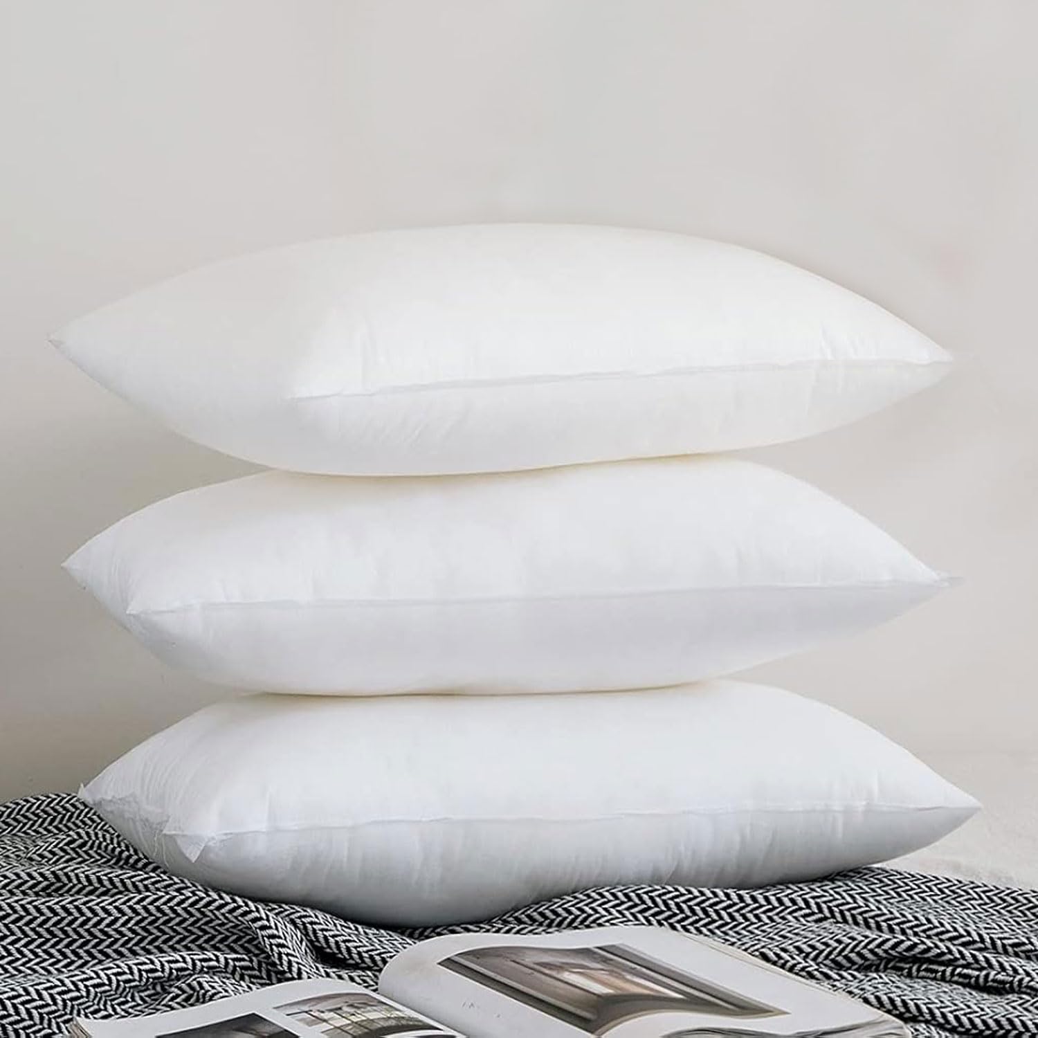Rebbit Cushion Filler Pack of 3(White,16 x 16 inch )