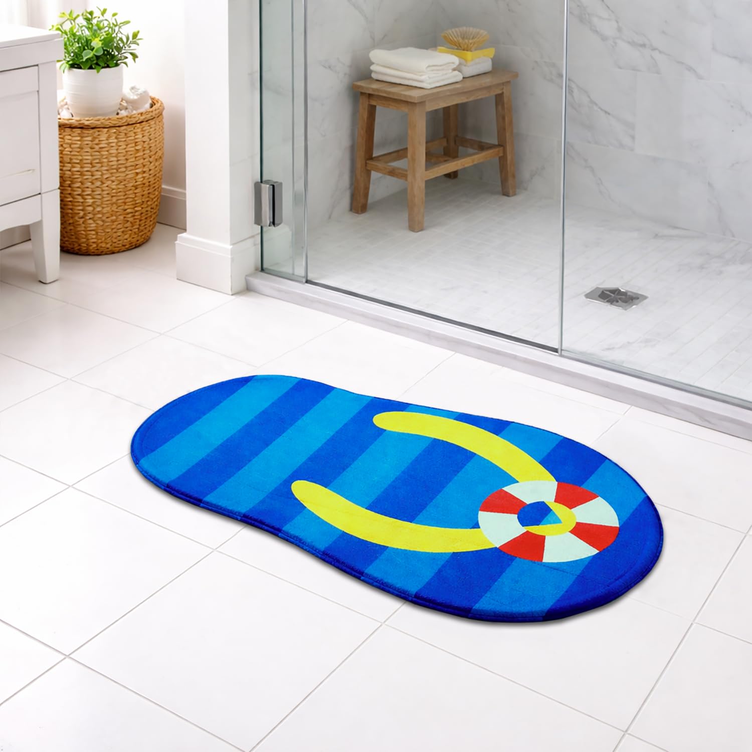 3D Bath Mat Slipper Shaped (Blue, 44x88 cm)