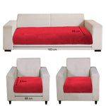 Rabbit Fur Sofa Cover 3 Seater and 2 Seater Universal 5 Seater (Maroon, 68x183-61x66 cm)