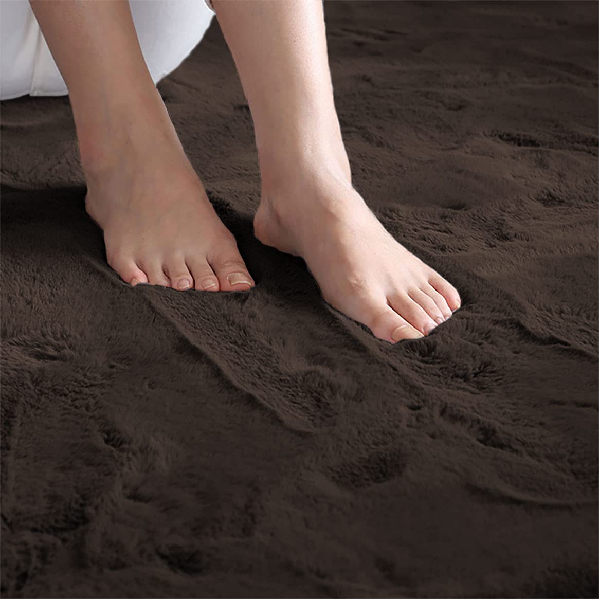 Rabbit Fur Super Soft Carpet (Chocolate, 4x6 Feet)