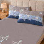 King Size Double Bedsheet with 2 Pillow CoversPremium Blossom Border Printed 90x100 inch