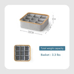 Bamboo Frame Fabric Drawer Organisers for Clothes (30x30 cm, Grey)