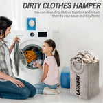 Tall Laundry Hamper with Aluminum Handles (30L x 40W x 65H cm , Beige)