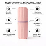 Portable Toothbrush Holder Case Combo ( 7x21 cm, Navy Blue & Peach) Pack of 2