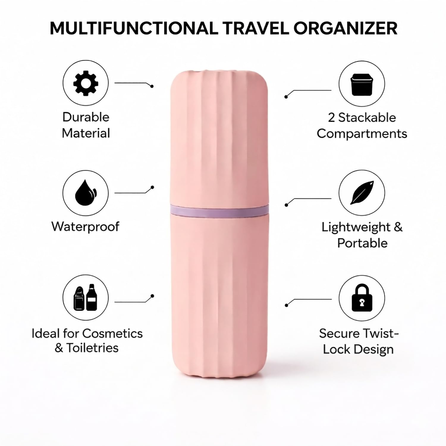 Portable Toothbrush Holder Case Combo ( 7x21 cm, Peach) Pack of 2