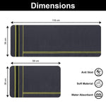 Kitchen Mat Combo Stripe Design (116x36 & 58x36 cm Grey)
