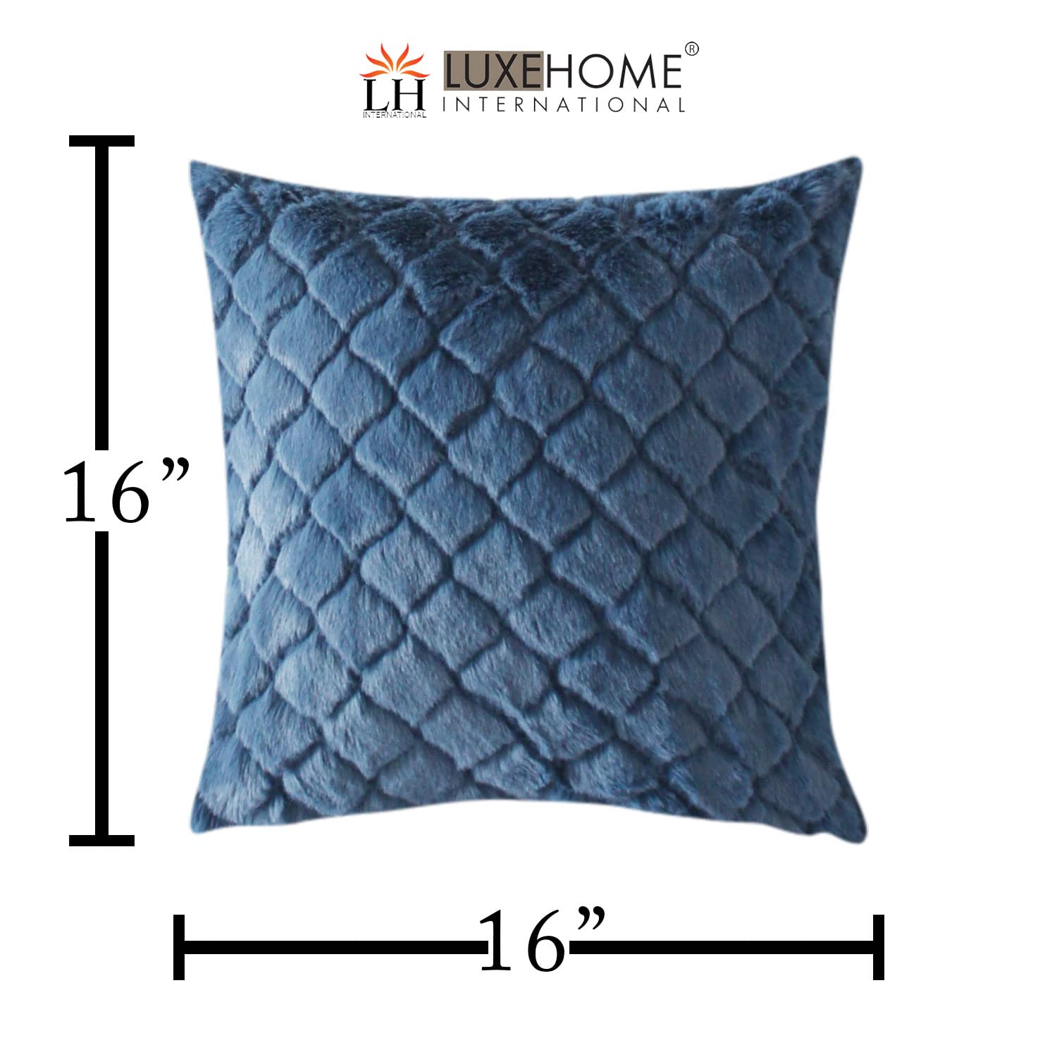 Cushion Cover Double Side Rabbit Fur Pack of 2 (16 x 16 inch ,Blue)