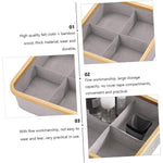 Bamboo Frame Fabric Drawer Organisers for Clothes (30x30 cm, Grey)