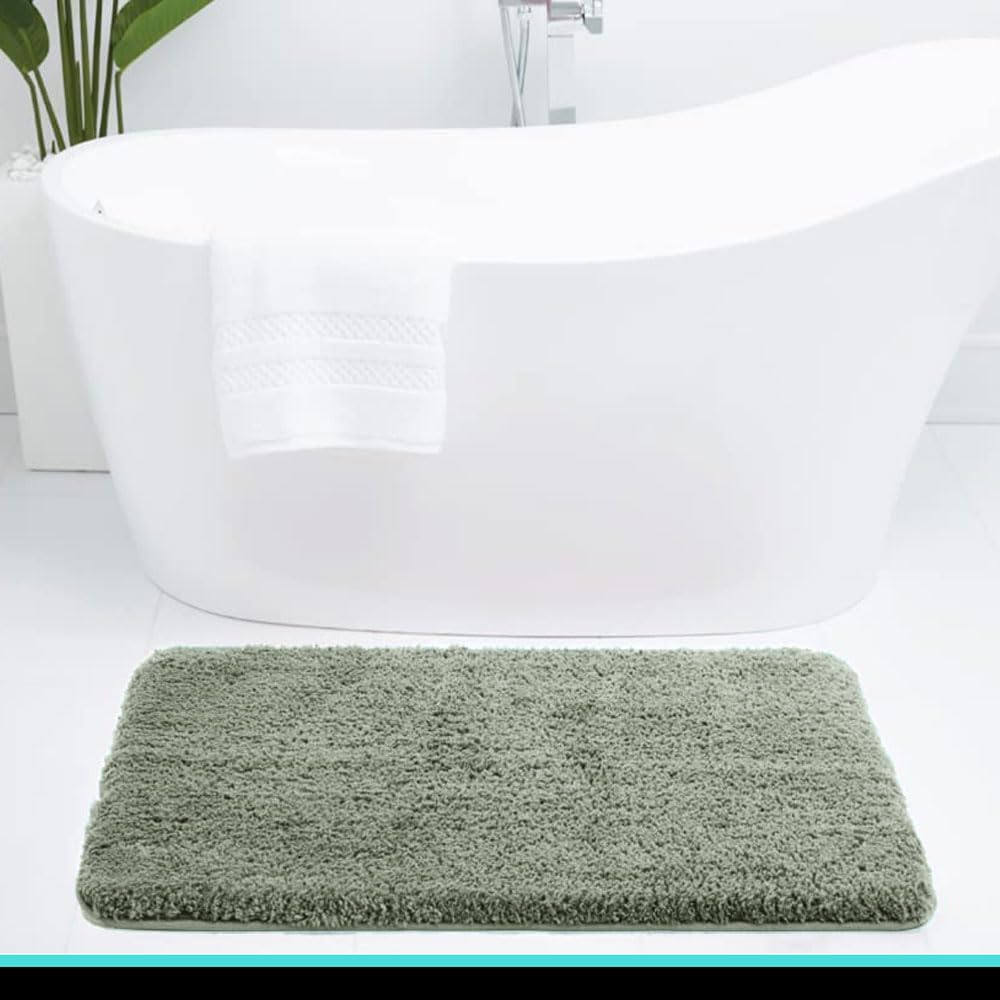 Vegas Microfiber Mats For Bathroom (45X75 Cm, Pastel Green )