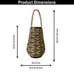 Bamboo Woven Lantern With Handle ( 32x20x20 cm ) Brown