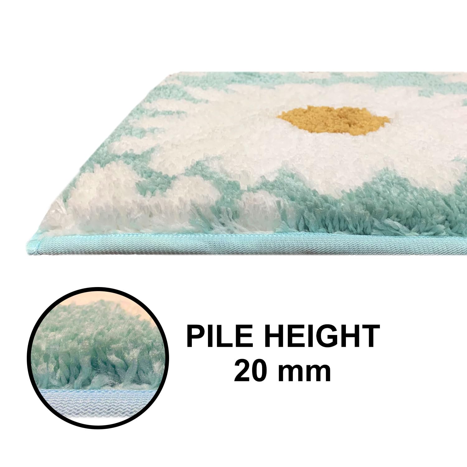 Macau Flower Bath Mat (40x60 cm,Aqua)