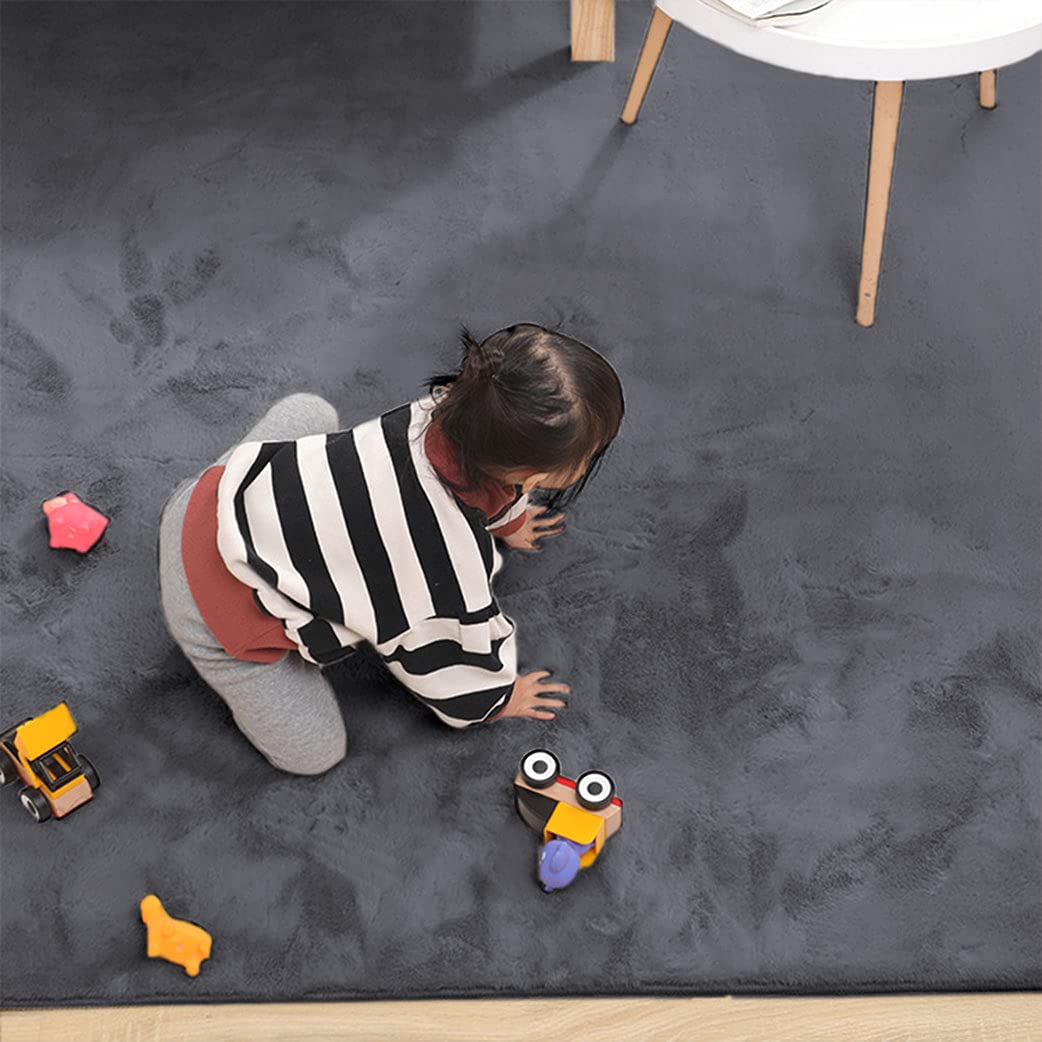 Rabbit Fur Super Soft Carpet (Grey, 4x6 Feet)