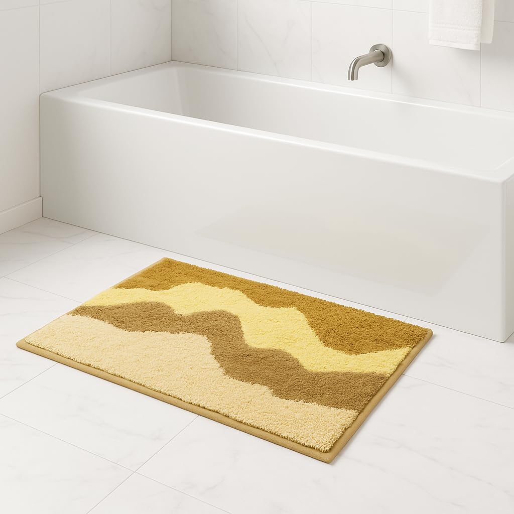 Macau Waves Bath Mat (40x60 cm,Yellow)