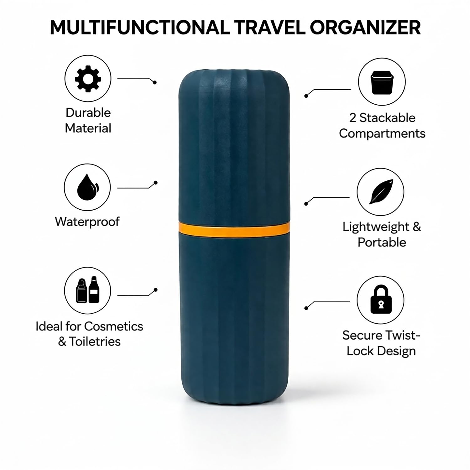 Portable Toothbrush Holder Case Combo( 7x21 cm, Navy Blue) Pack of 2