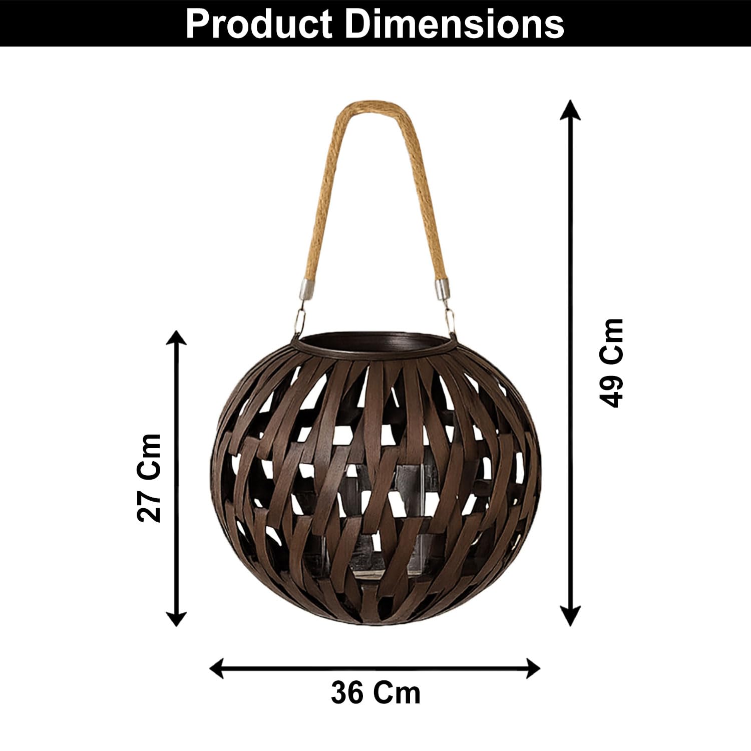 Hanging Bamboo Lamps for Living Room ( 27x36x36 cm ) Cocoa