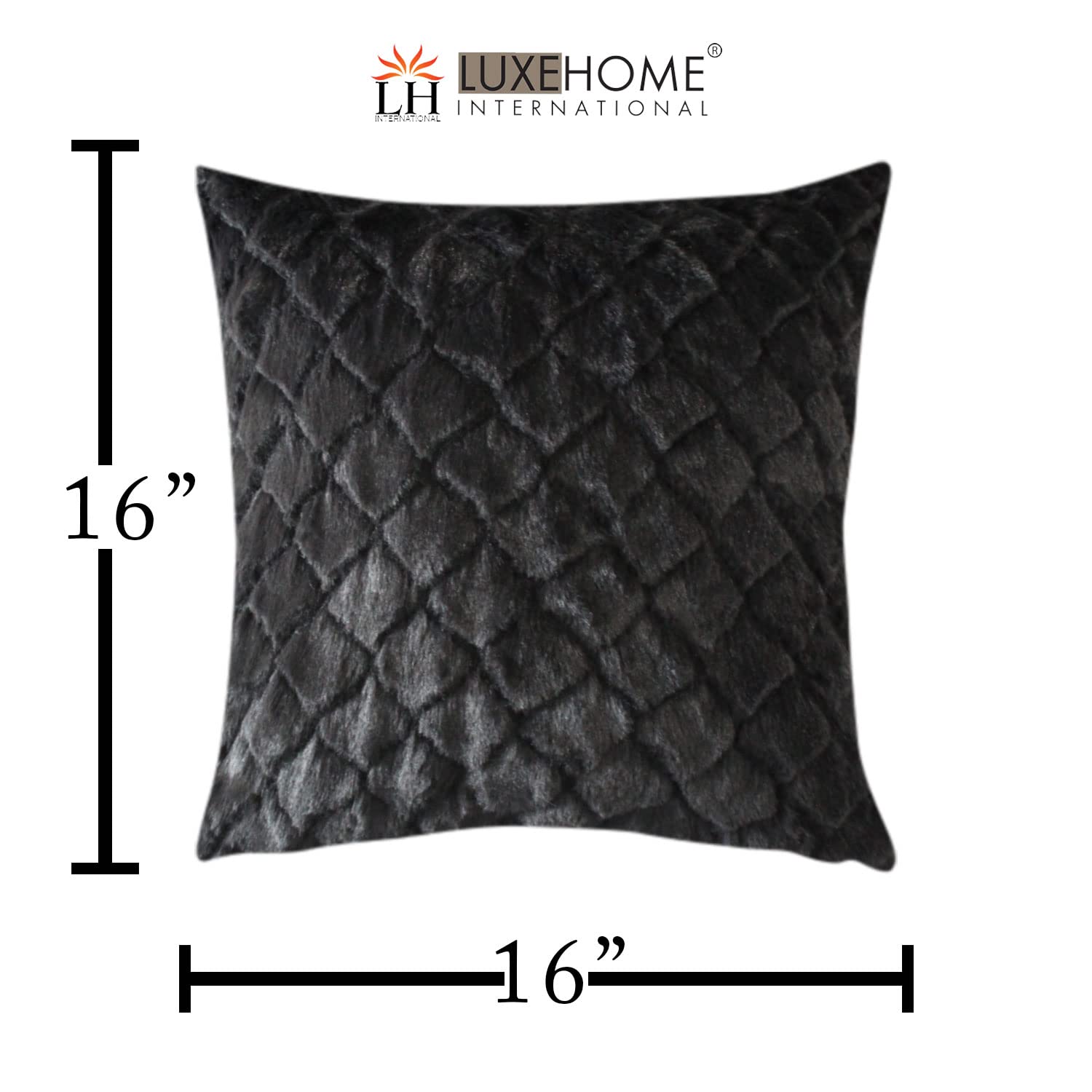 Cushion Cover Double Side Rabbit Fur Pack of 2 (16 x 16 inch ,Anthra)