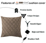 Luxe Home Cushion Cover 16 inch x 16 inch Duble Side Rabbit Fur Diamond Design Covers Pack of 2 for Sofa, Bedroom, livingroom (Taupe)
