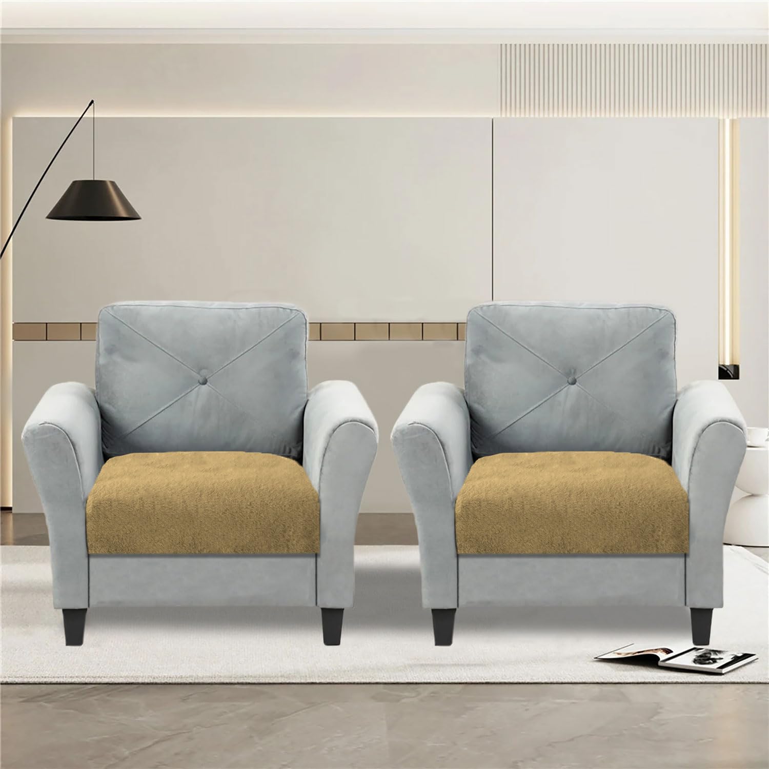 Rabbit Fur Sofa Cover Pack of 2 (61x66 cm, Anti Gold)