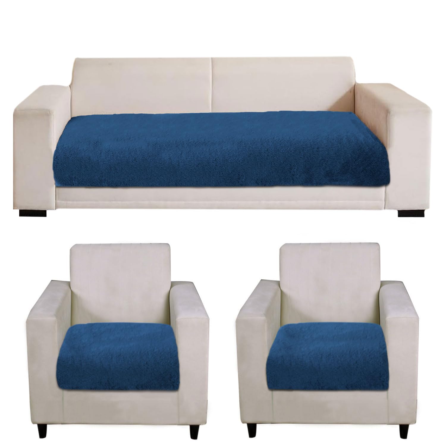 Rabbit Fur Sofa Cover 3 Seater and 2 Seater Universal 5 Seater (Teal, 68x183-61x66 cm)