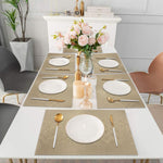 Luxe Home International PVC Vinyl Wave Design Placemat ST10002TH – Heat Resistant, Wipe Clean, Anti-Skid Table Mats for Dining Table, Kitchen & Home Decor (30x45 CM Gold Set of 6)