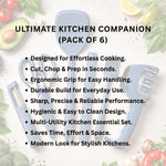 Kitchen Tool Set Plastic Non-Stick Cooking Utensils For Kitchen ( Dark Blue Solid Pack Of 6 )