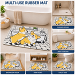 Rubber Bath Mat Anti Slip Quick Drying Soft Corgi Spa ( White & Yellow, 40x60 cm )
