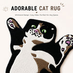 Cat-Shaped Tufted Wool Rug Premium Unique Floor Mat for Living Room Bedroom & Wall Decor (99x66 cm, Black )