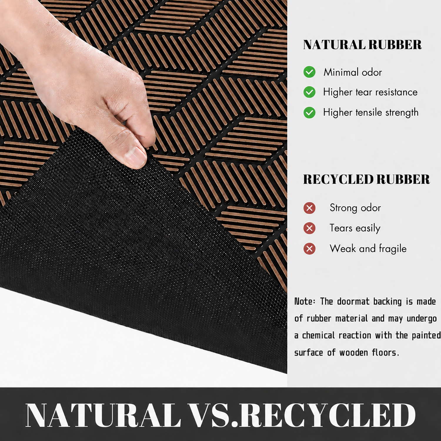 Rubber Door Mat Geometric Textured ( 45x75 cm Brown )